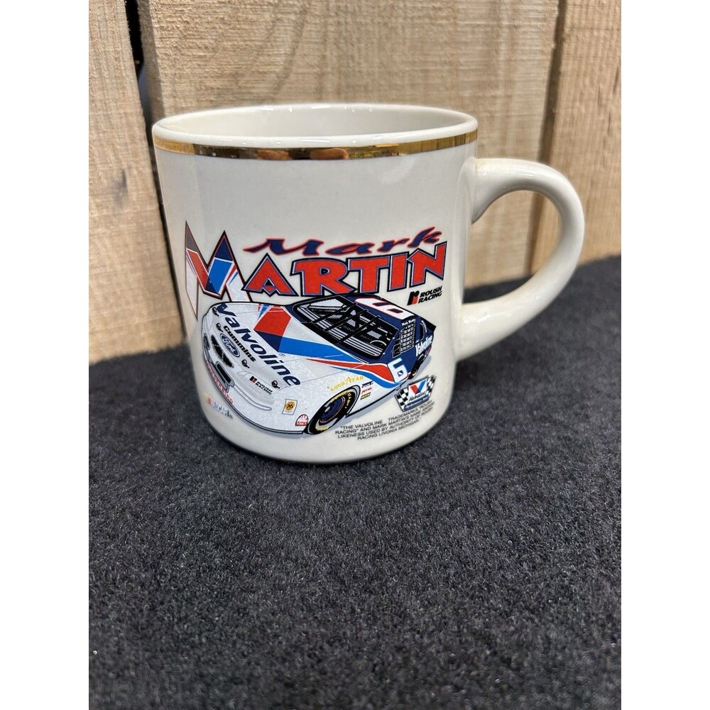 MARK MARTIN Nascar Coffee Cup Valvoline #6 Roush Racing Gold Tone Rim B4